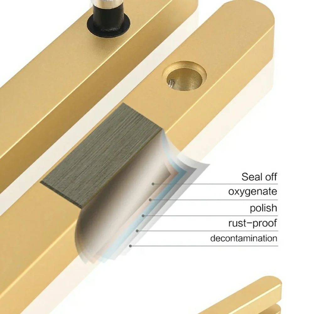 2Pcs Adhesive Ultra Narrow Glass Sliding Door Handles Balcony Shower Room Pull Push Bar Aluminum Handles - Gold - 2