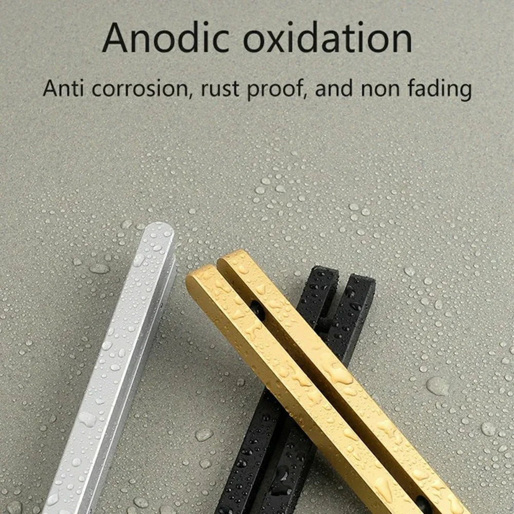 2Pcs Adhesive Ultra Narrow Glass Sliding Door Handles Balcony Shower Room Pull Push Bar Aluminum Handles - Gold - 6