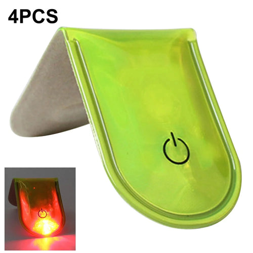 4Pcs LED Magnetic Clip Lights Safety Warning Flashers for Night Running Camping Outdoor Activities - Fluorescent Green - 1