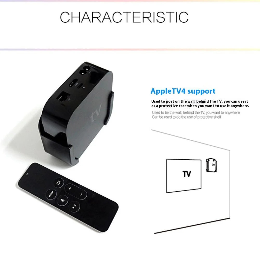 For Apple TV 4 Wall Mount Bracket Plastic Holder Stand - 4