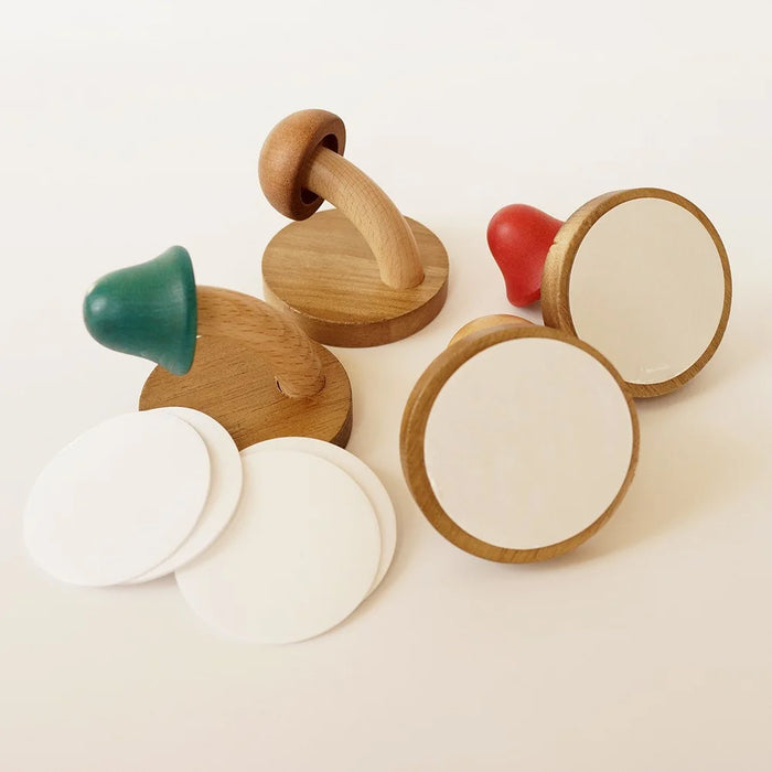 4Pcs Creative Wooden Mushroom Wall Hooks Adhesive Mounting Door Back Storage Hook Coat Hanger - 2