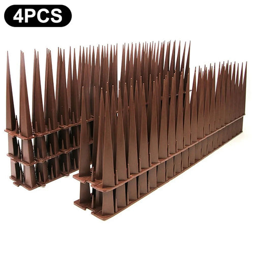 4Pcs Garden Anti-Climbing Spikes Birds Cats Repellent Wall Fence Protection Device - Brown - 1
