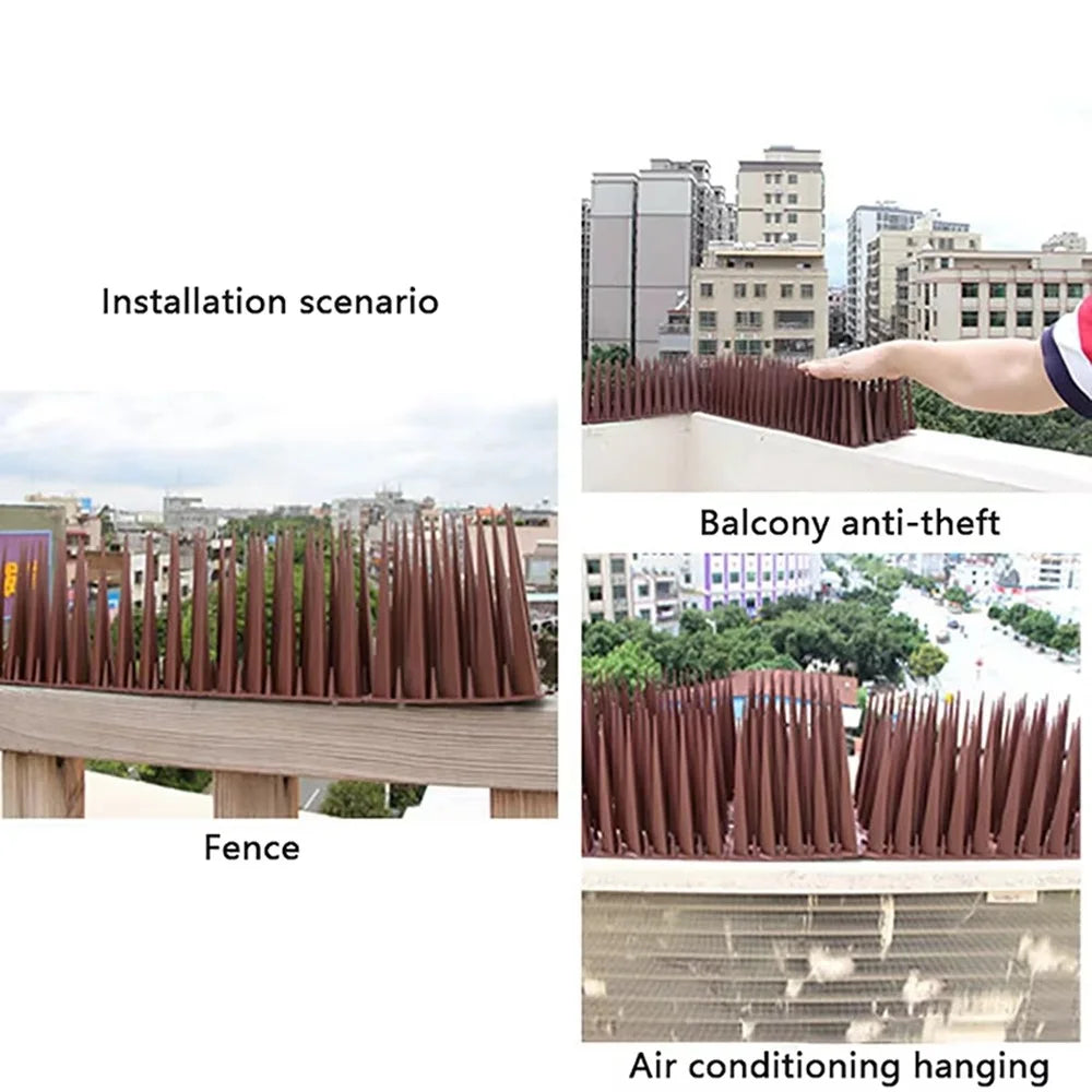 4Pcs Garden Anti-Climbing Spikes Birds Cats Repellent Wall Fence Protection Device - Brown - 3
