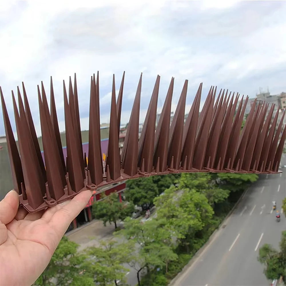 4Pcs Garden Anti-Climbing Spikes Birds Cats Repellent Wall Fence Protection Device - Brown - 4
