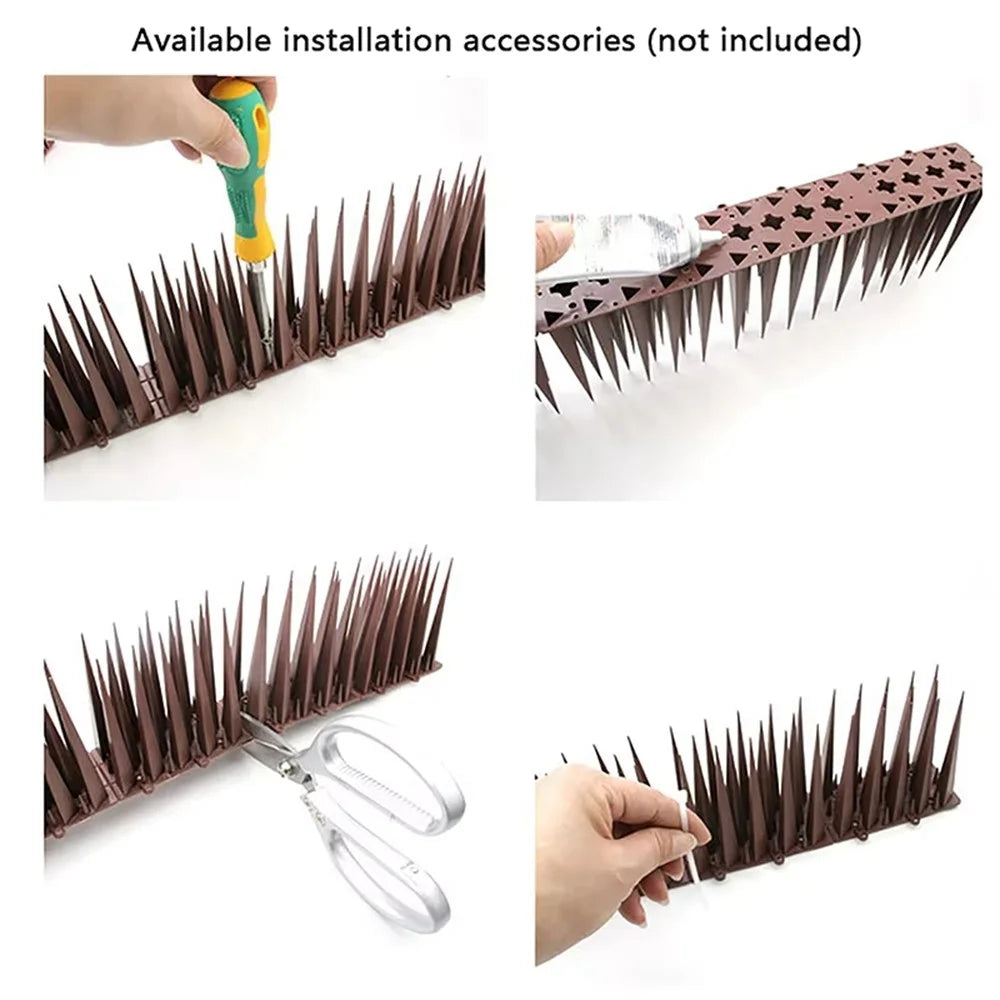 4Pcs Garden Anti-Climbing Spikes Birds Cats Repellent Wall Fence Protection Device - Brown - 7