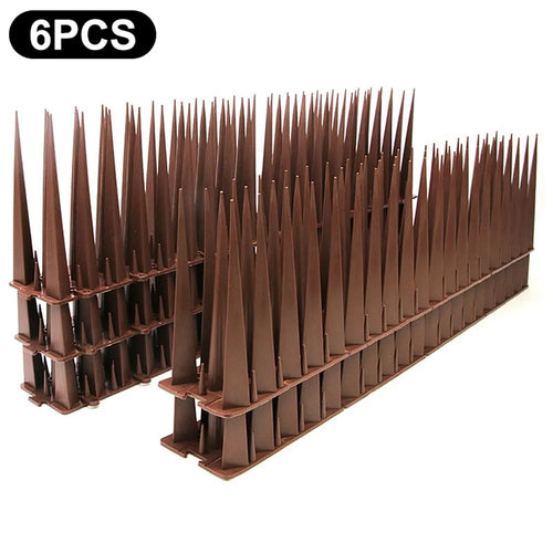 6Pcs Garden Anti-Climbing Spikes Birds Cats Repellent Wall Fence Protection Device - Brown - 1