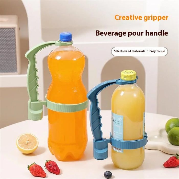 Beverage Bottle Pourer Handle Precision Flow Control Anti Spill Handle with Built-In Bottle Opener - Grey - 7