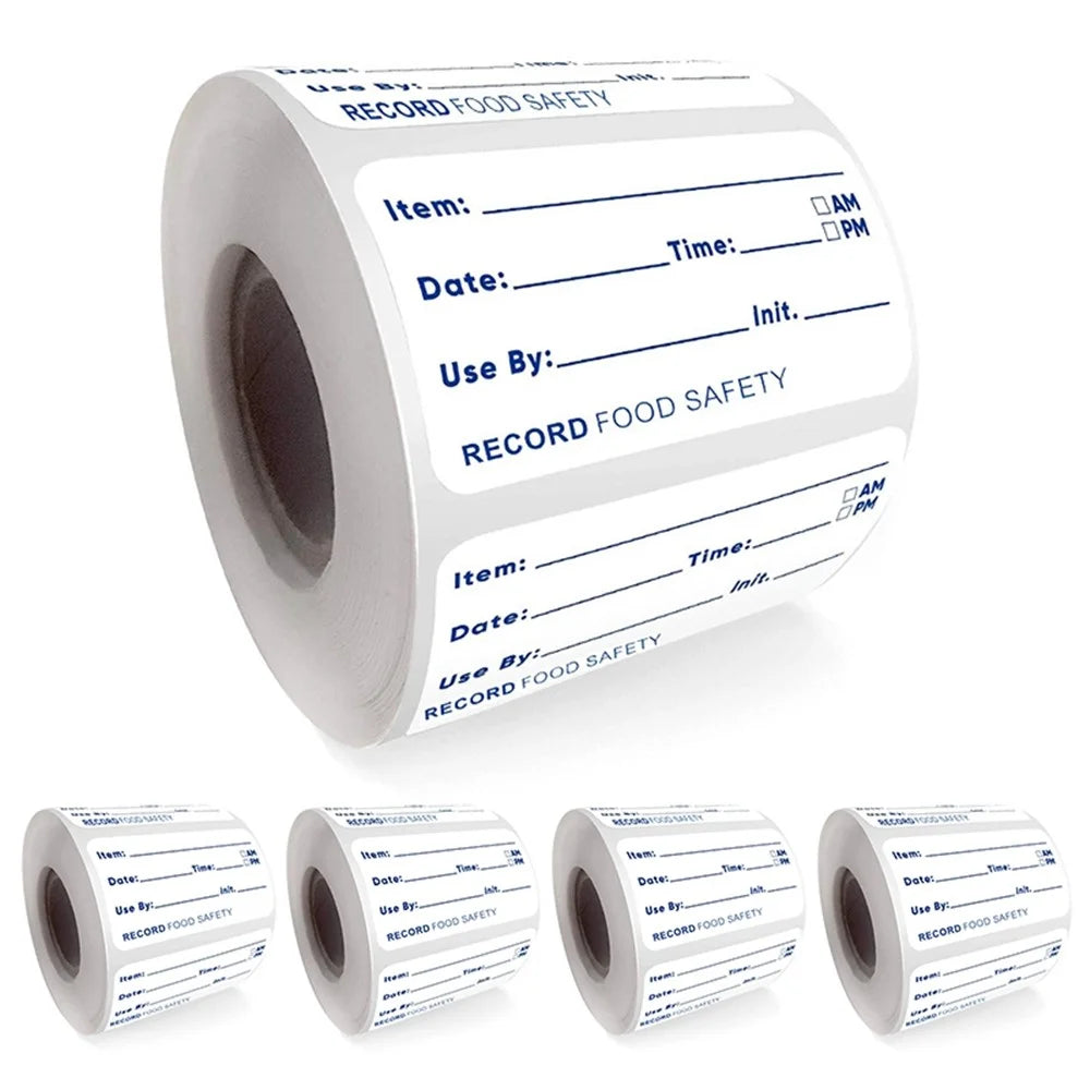 5 Rolls Food Date Food Labels Perfect for Glass Metal Plastic Reusable Containers, Size: 2.5x5cm - 1