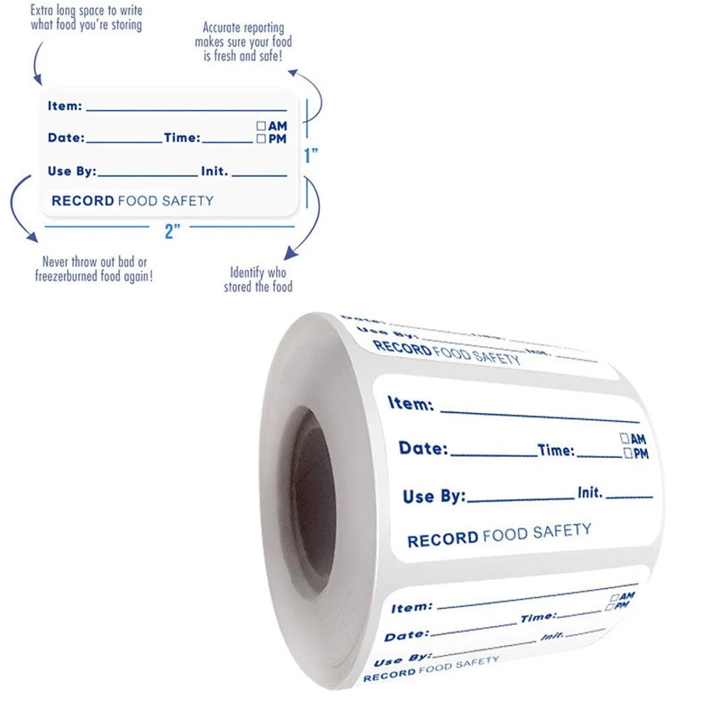 5 Rolls Food Date Food Labels Perfect for Glass Metal Plastic Reusable Containers, Size: 2.5x5cm - 5