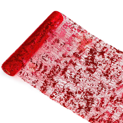 28 x 275cm Gold Foil Mesh Table Runner Material Luxury Tablecloth for Party Wedding Decoration - Red - 1
