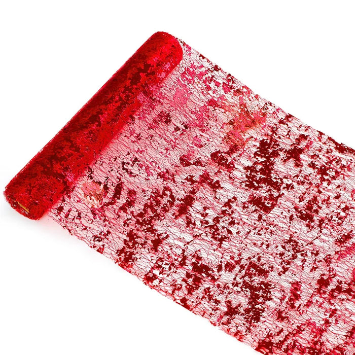 28 x 275cm Gold Foil Mesh Table Runner Material Luxury Tablecloth for Party Wedding Decoration - Red - 1