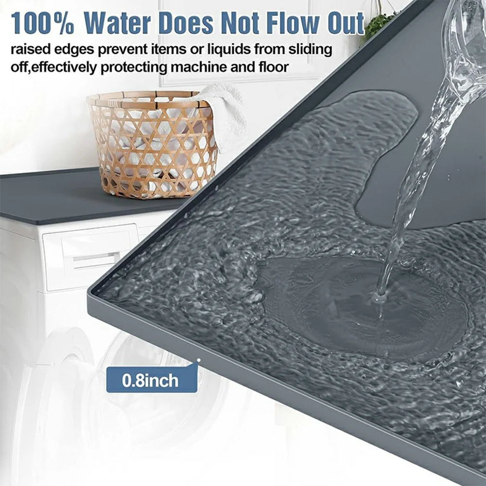 50x60cm Washer Dryer Top Cover Mat Washing Machine Non Slip Waterproof Silicone Protective Pad - Grey - 3
