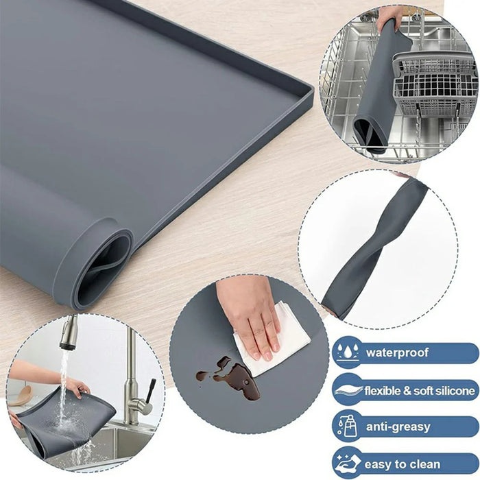 60x60cm Washer Dryer Top Cover Mat Washing Machine Non Slip Waterproof Silicone Protective Pad - Grey - 2