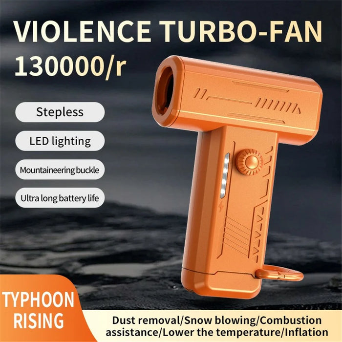Portable Turbine Fan Outdoor Camping Light High Speed Handheld Fan Dust Blower (CE Certificated) - Orange - 2