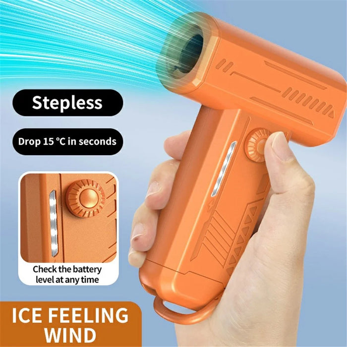 Portable Turbine Fan Outdoor Camping Light High Speed Handheld Fan Dust Blower (CE Certificated) - Orange - 6