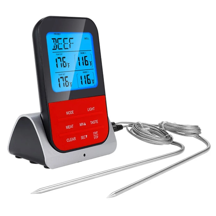 TS-K33-S Wireless LCD Screen Kitchen Outdoor BBQ Thermometer Electronic Baking Food Temperature Measurement Tool with Base (BPA Free, FDA Certificated) - 1