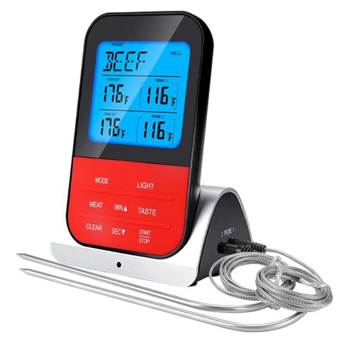 TS-K33-S Wireless LCD Screen Kitchen Outdoor BBQ Thermometer Electronic Baking Food Temperature Measurement Tool with Base (BPA Free, FDA Certificated) - 2