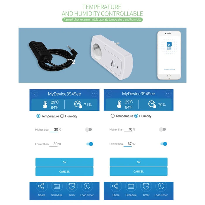 WiFi Controller Temperature Humidity Sensor Smart Remote Control Timing Switch Socket - EU Plug - 3
