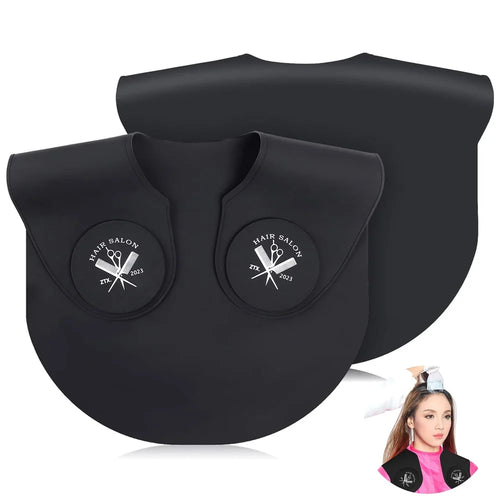 Hair Cutting Guide Collar Silicone Waterproof Hair Dye Cape Soft Salon Haircut Neck Guard - Black - 1