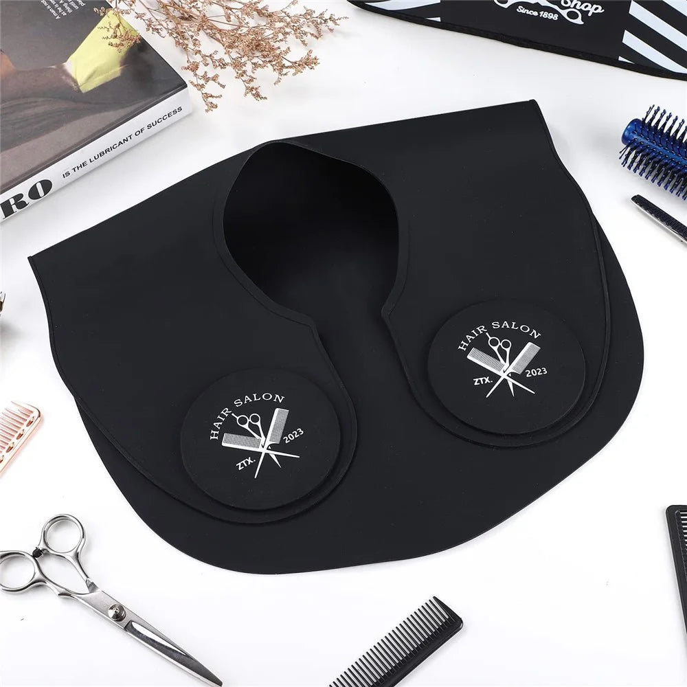 Hair Cutting Guide Collar Silicone Waterproof Hair Dye Cape Soft Salon Haircut Neck Guard - Black - 5