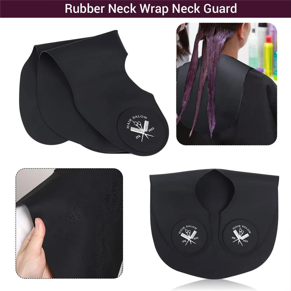 Hair Cutting Guide Collar Silicone Waterproof Hair Dye Cape Soft Salon Haircut Neck Guard - Black - 6