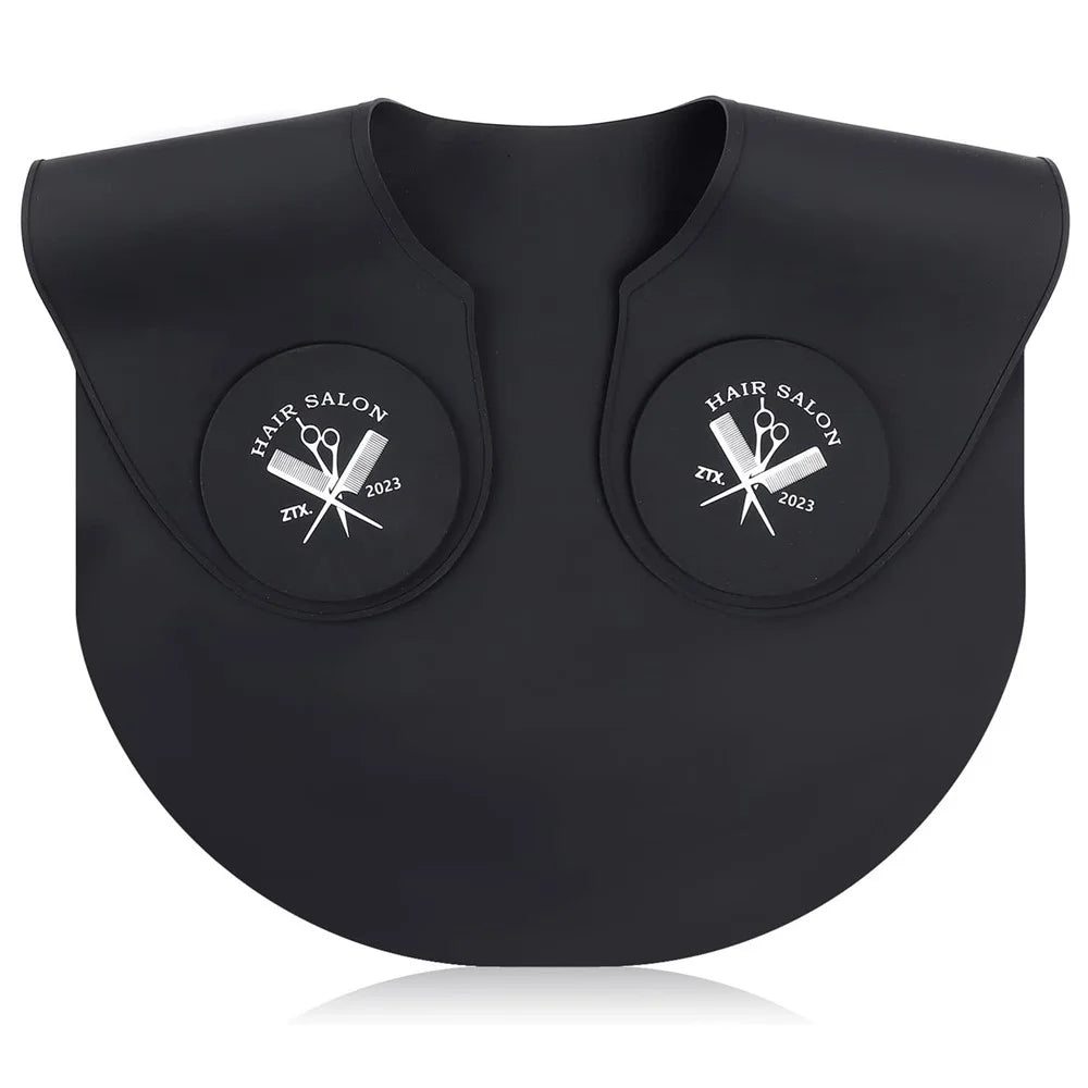 Hair Cutting Guide Collar Silicone Waterproof Hair Dye Cape Soft Salon Haircut Neck Guard - Black - 7