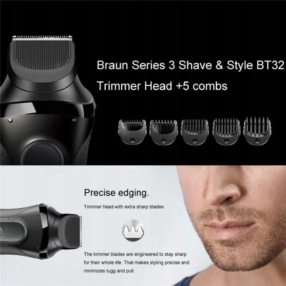 6Pcs / Set Electric Shaver Trimmer Head for Braun Series 3 3040s / 301s / 300s Replacement Razor Blade with 5 Combs - 5