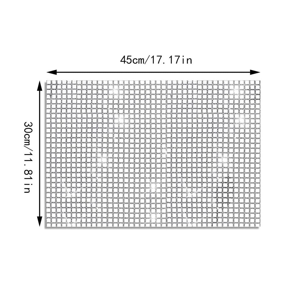 30x45cm Sequin Plaid Placemat Party Home Decor Polyester Table Protection Mat - Silver-White - 6