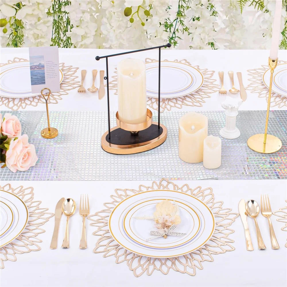 30x180cm Disco Mirror Sequin Plaid Table Runner European Wedding Party New Year Decoration - 4