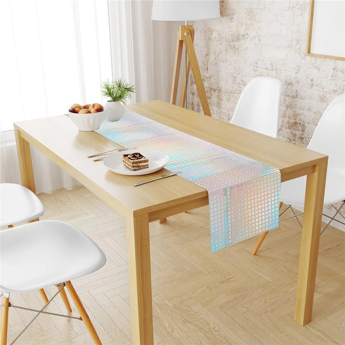30x275cm Disco Mirror Sequin Plaid Table Runner European Wedding Party New Year Decoration - 2