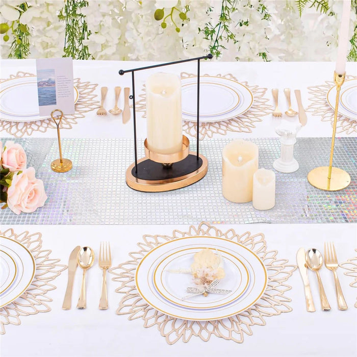 30x275cm Disco Mirror Sequin Plaid Table Runner European Wedding Party New Year Decoration - 4