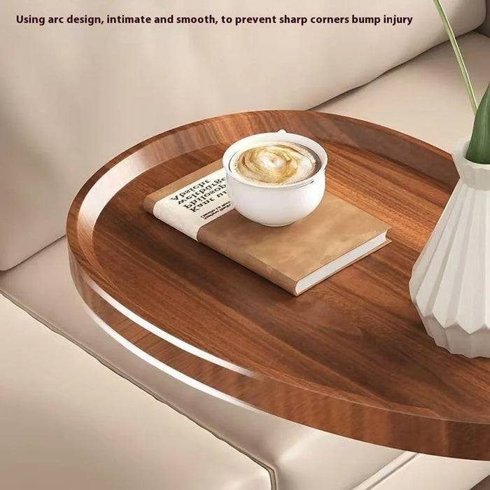Waterdrop Shape Side Table Mini Coffee Table Bedside Sofa End Table Storage Rack - Walnut - 7