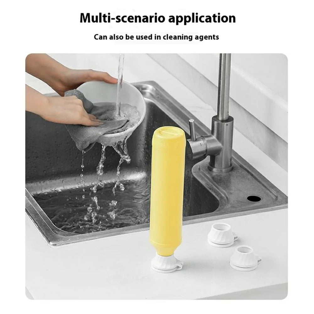 6Pcs Inverted Bottle Caps TPE Anti-Leak Dispenser Lids for Shampoo Conditioner Body Wash Kitchen Sauce Bottles - Yellow - 6