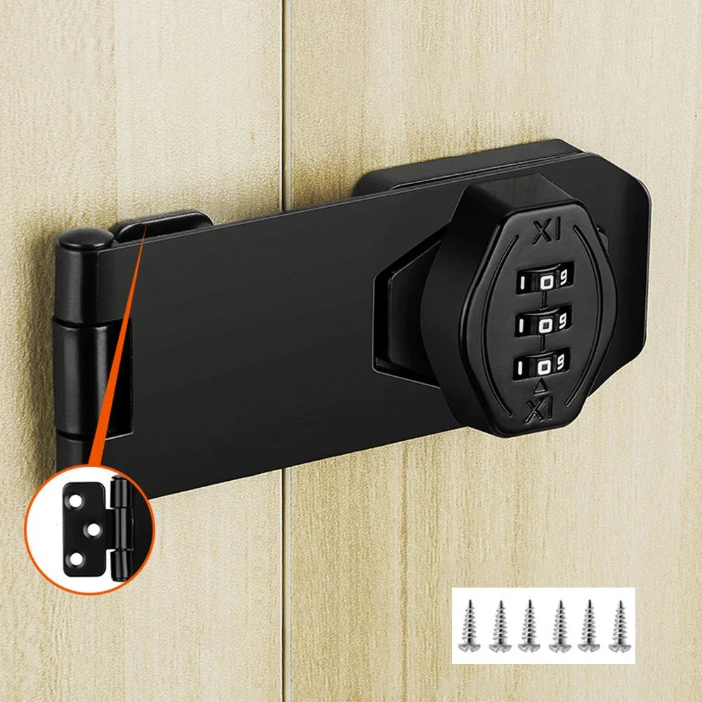Cabinet Door Password Lock 3 Holes 4 Inch Screw Installation Anti Theft Keyless Security Drawer Lock - Black - 1