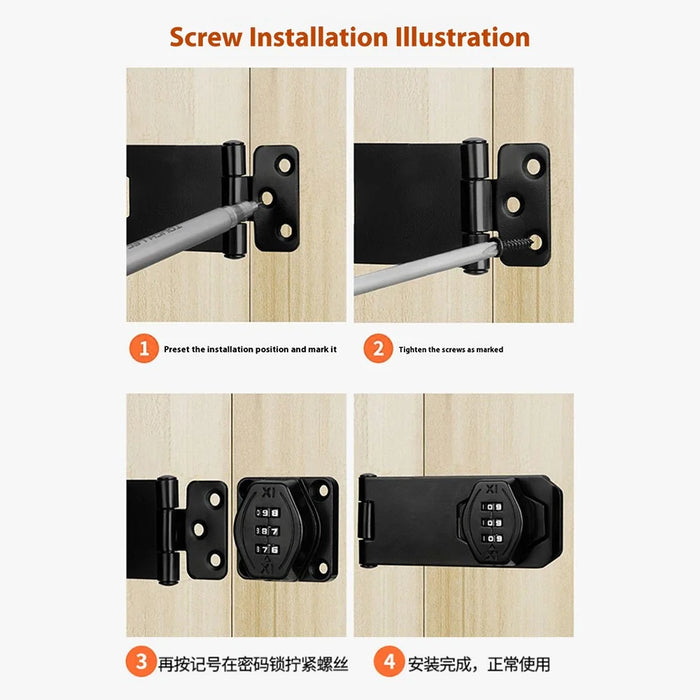 Cabinet Door Password Lock 3 Holes 4 Inch Screw Installation Anti Theft Keyless Security Drawer Lock - Black - 6