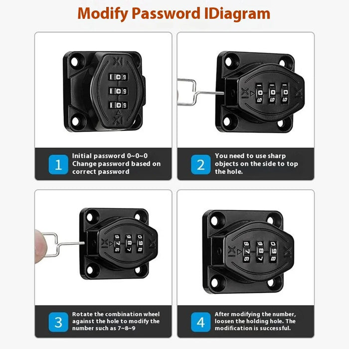 Cabinet Door Password Lock 3 Holes 4 Inch Screw Installation Anti Theft Keyless Security Drawer Lock - Black - 7