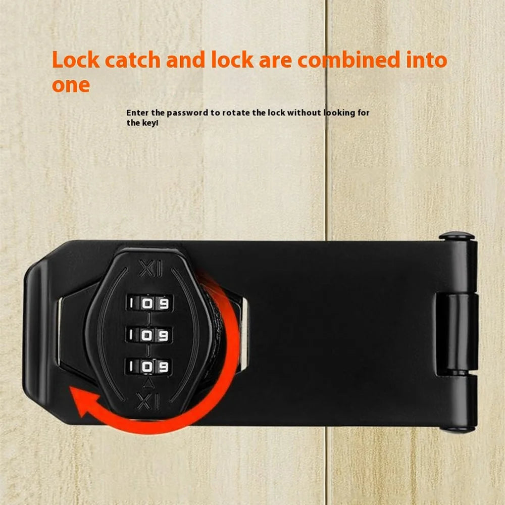 Cabinet Door Combination Lock 3 Inch Double Hole Screw Installation + No Drill Adhesive Anti-Theft Drawer Locks - Matte Black - 4