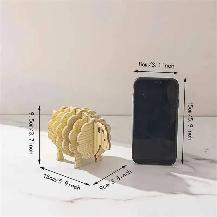 Sheep Shaped Wooden Coaster Heat Resistant Mat Creative Table Decor Bamboo Craft Ornament For Home Dining - 4