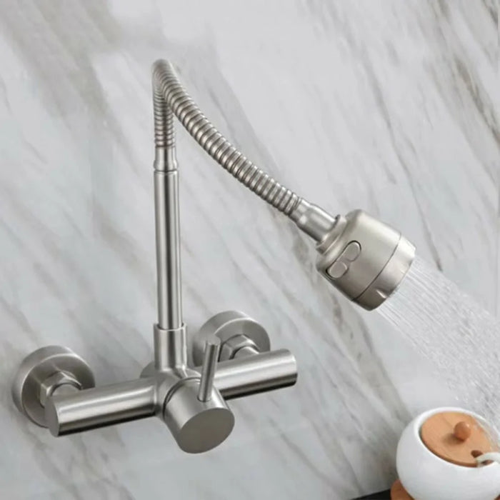 SK8207-1 304 Stainless Steel Kitchen Sink Faucet Pull Down Hot and Cold Water Mixer 2 Modes Tap - 6