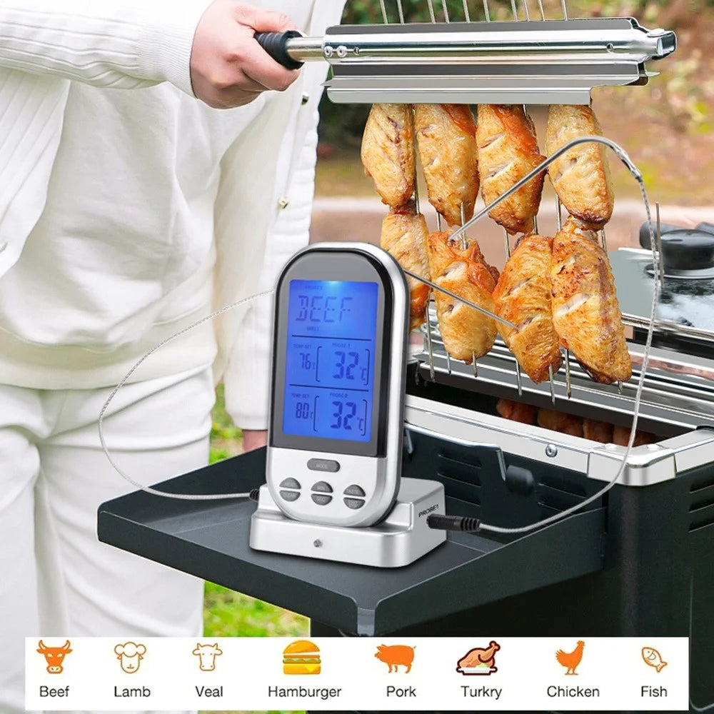 TS-K32 Bidirectional Probe Multifunctional Wireless BBQ Thermometer Food Oven Temperature Measurement Tool (BPA Free, FDA Certificated) - Black - 3