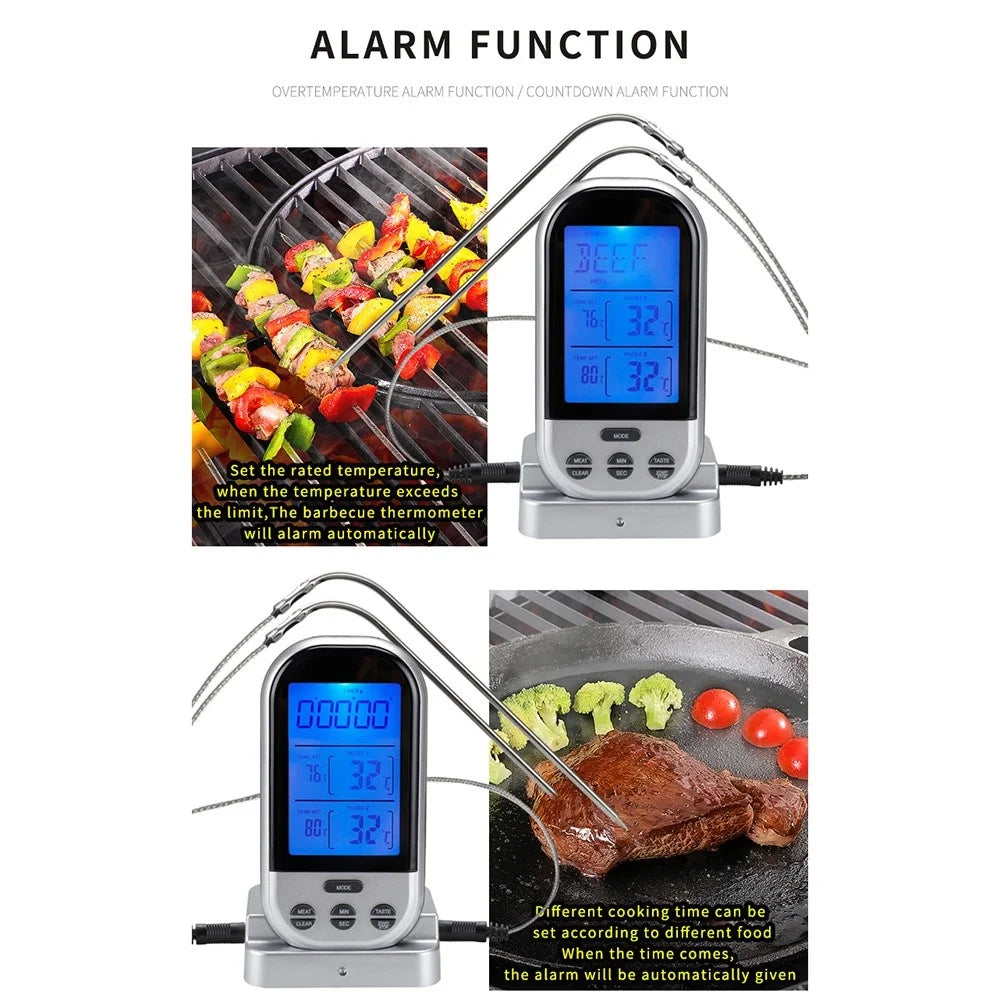 TS-K32 Bidirectional Probe Multifunctional Wireless BBQ Thermometer Food Oven Temperature Measurement Tool (BPA Free, FDA Certificated) - Black - 4