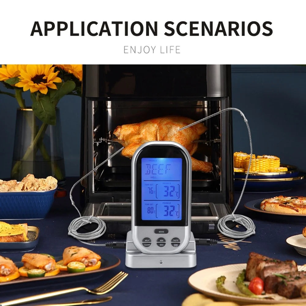 TS-K32 Bidirectional Probe Multifunctional Wireless BBQ Thermometer Food Oven Temperature Measurement Tool (BPA Free, FDA Certificated) - Black - 5