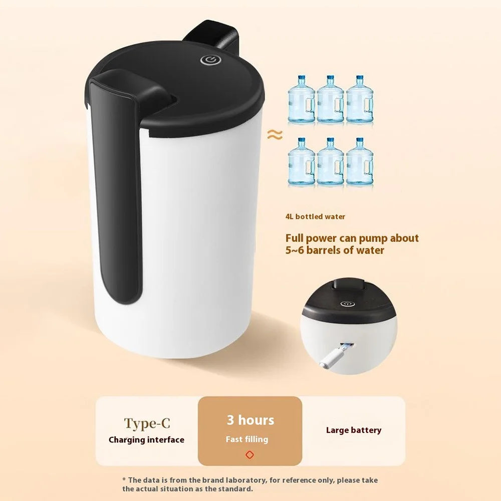 Portable Electric Bottled Water Dispenser Pump Mineral Water Bucket Automatic Pump Dispenser (BPA Free, No FDA) - Black - 4