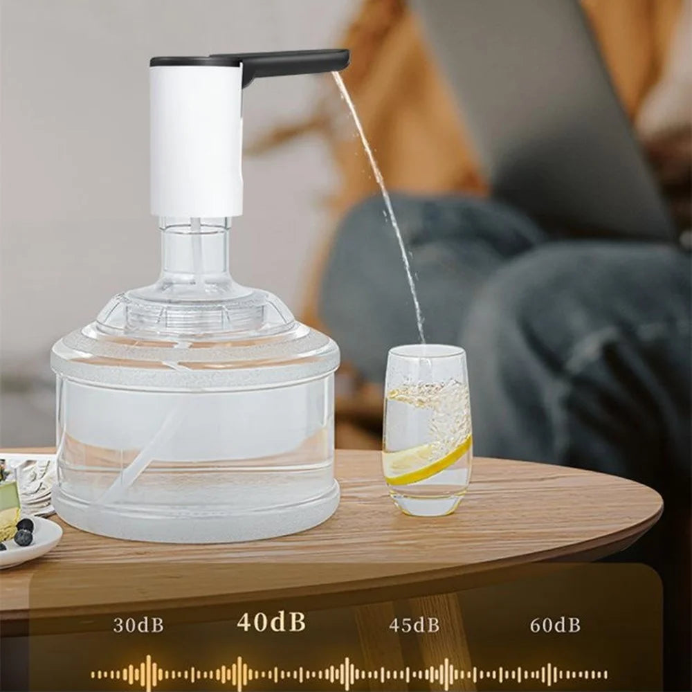 Portable Electric Bottled Water Dispenser Pump Mineral Water Bucket Automatic Pump Dispenser (BPA Free, No FDA) - Black - 5