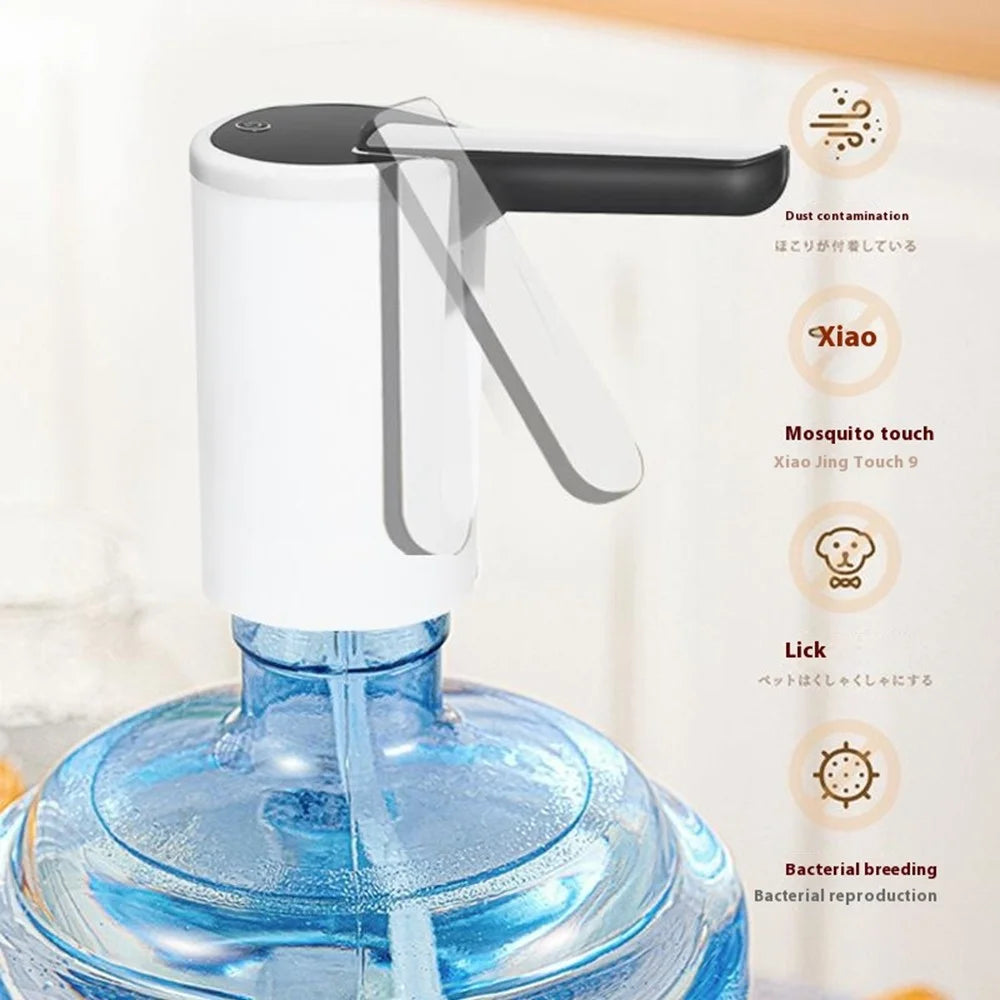 Portable Electric Bottled Water Dispenser Pump Mineral Water Bucket Automatic Pump Dispenser (BPA Free, No FDA) - Black - 6