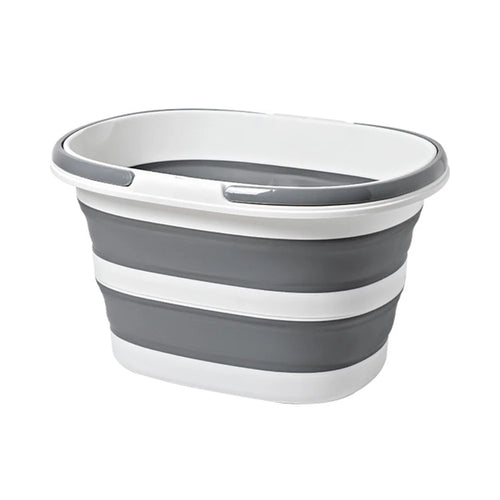Folding Bucket 16L Portable Storage Container Dual Handle for Home / Outdoor / Car Use - Grey - 1