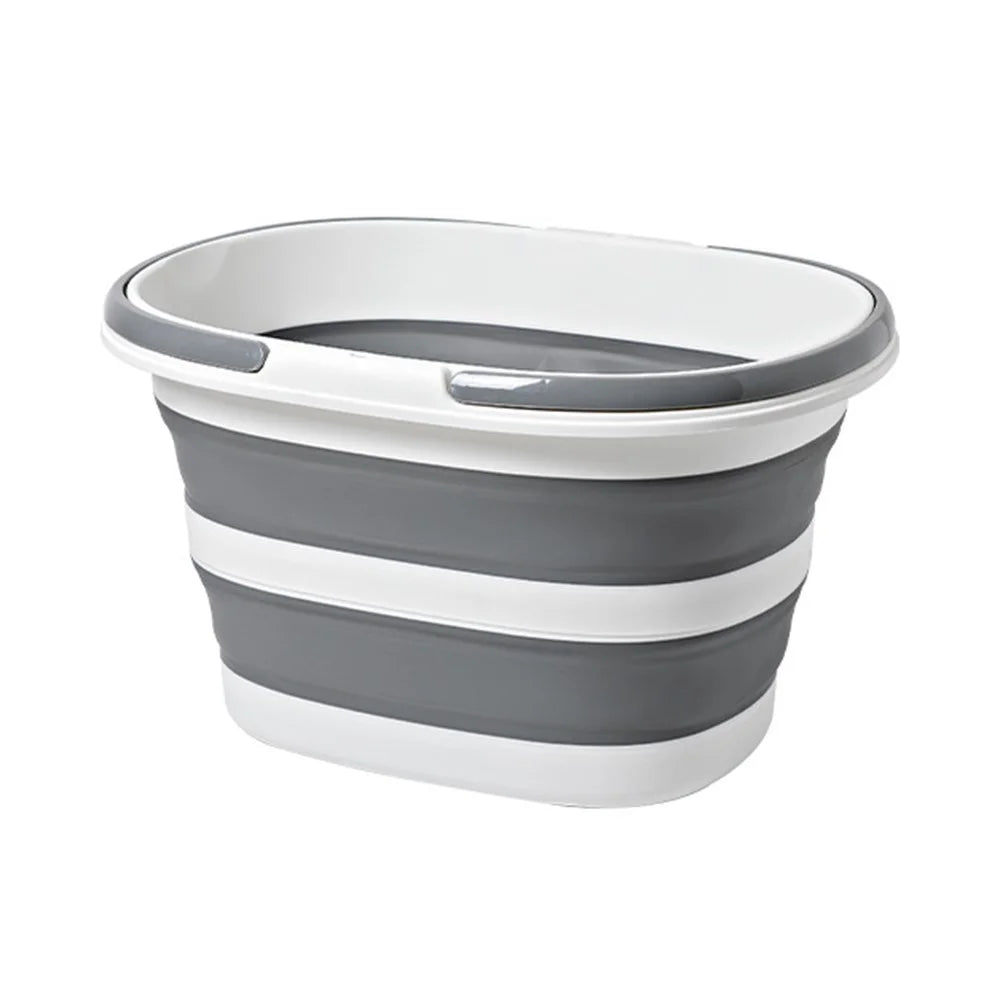 Folding Bucket 16L Portable Storage Container Dual Handle for Home / Outdoor / Car Use - Grey - 1