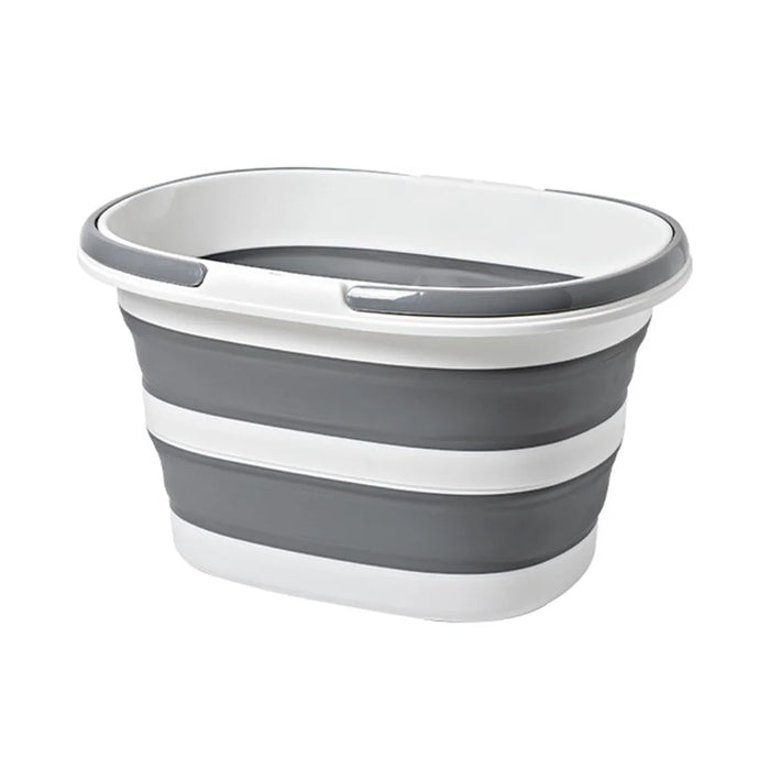 Folding Bucket 16L Portable Storage Container Dual Handle for Home / Outdoor / Car Use - Grey - 1