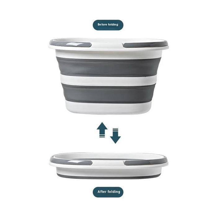 Folding Bucket 16L Portable Storage Container Dual Handle for Home / Outdoor / Car Use - Grey - 3