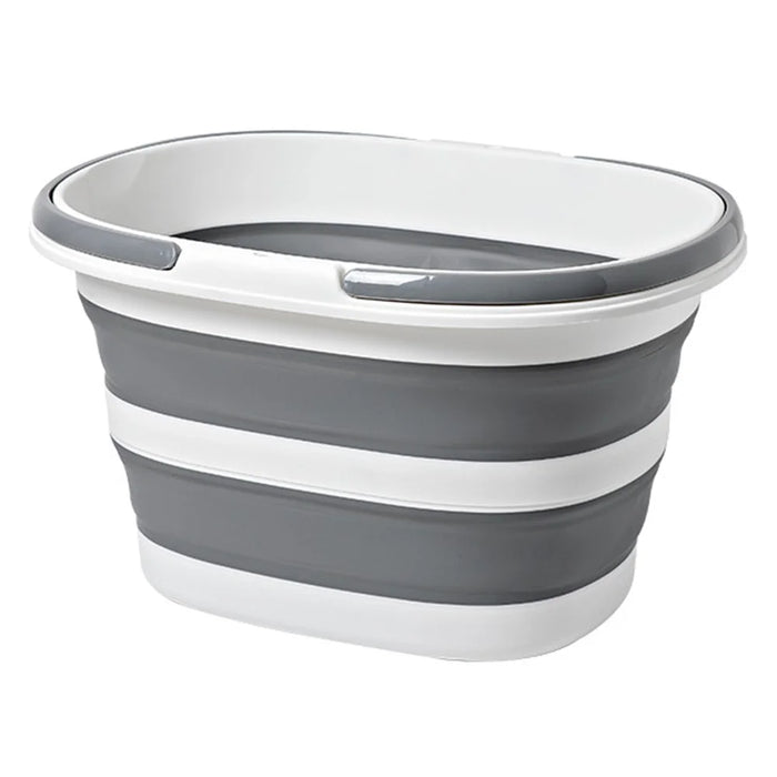 Folding Bucket 28L Portable Storage Container Dual Handle for Home / Outdoor / Car Use - Grey - 1